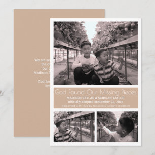 Tan Modern Minimalistisch Child Adoption 3 Foto Ankündigung