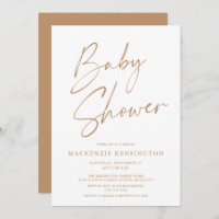 Tan Modern Minimalistisch Script Baby Dusche laden