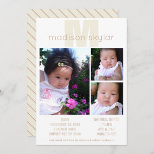 Tan Monogram Simple Adoption 3 Foto Collage Ankündigung