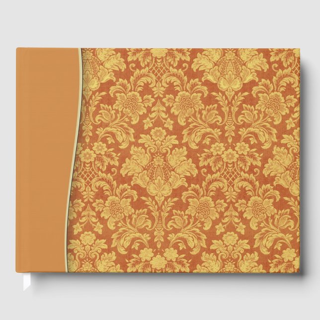 Tan Natural Damask Wedding oder Shower Guestbook Gästebuch (Vorderseite)