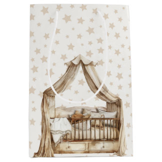 TAN NEUTRAL FARBEN BOHO BABY CRIB MITTLERE GESCHENKTÜTE