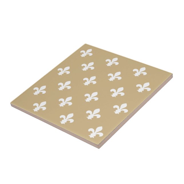 Tan Neutral Fleur de Lys Fliese (Seite)