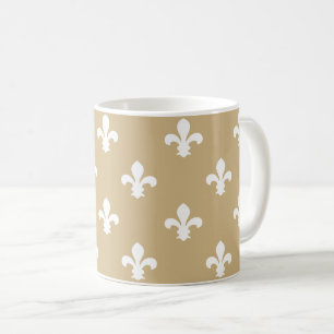 Tan Neutral Fleur de Lys Kaffeetasse