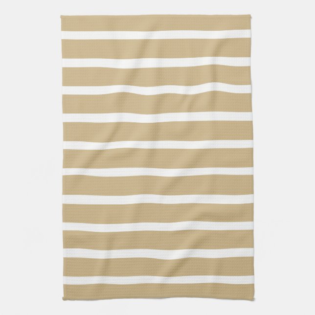 Tan Neutral Stripes Geschirrtuch (Vertikal)