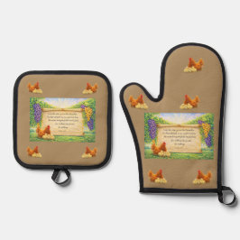 Tan Ofenhandschuh & Topflappen Set mit Bibelvers