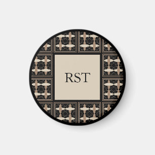 Tan on Black Initials Magnet