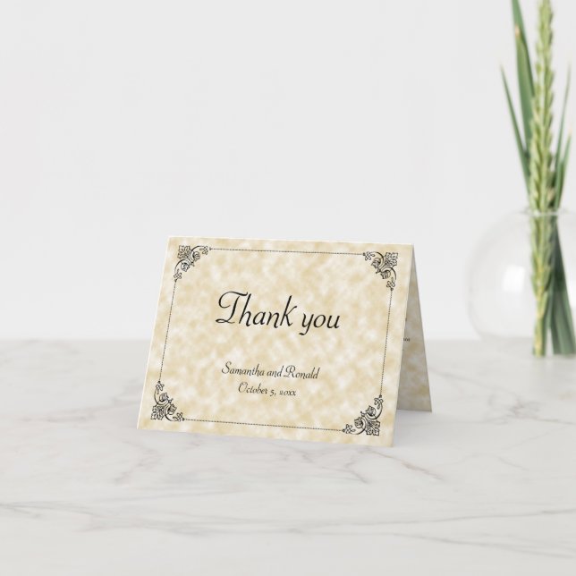 Tan Perchment Paper Style Wedding danke Karte (Vorderseite)