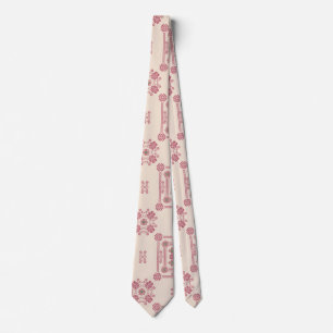 Tan & Pink Floral Tatreez Henna Thobe Kleid Krawatte