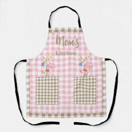 Tan & Pink Gingham Wildblume Mama Küche II Schürze