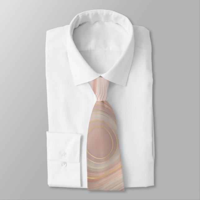 Tan & Pink Marble Men Neckties Krawatte (Gebunden)