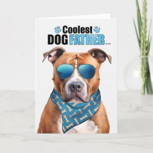 Tan Pit Bull Dog Cooler Vater Vatertag Feiertagskarte