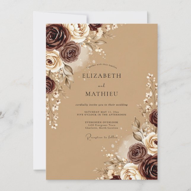 Tan Polished Autumnal Wedding Einladung (Vorderseite)