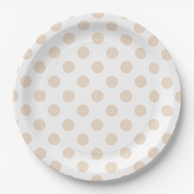 Tan-Polka-Punkte Pappteller (Vorderseite)