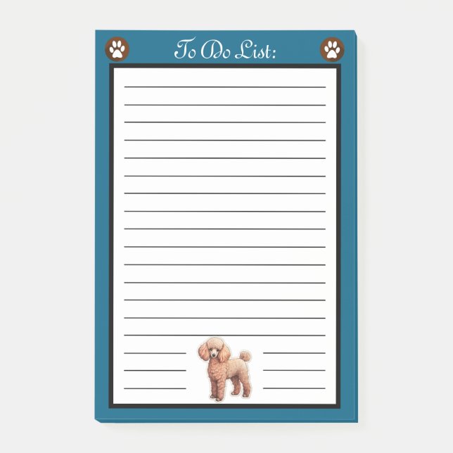 Tan Poodle Dog to do List Post-it Klebezettel (Vorderseite)