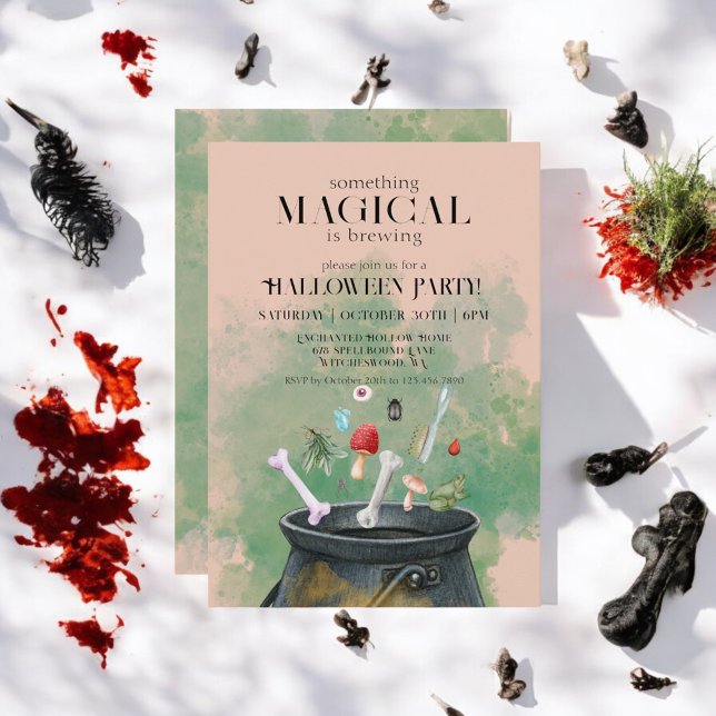 Tan Potions & Zaubers Hexen Cauldron Halloween Einladung (Von Creator hochgeladen)