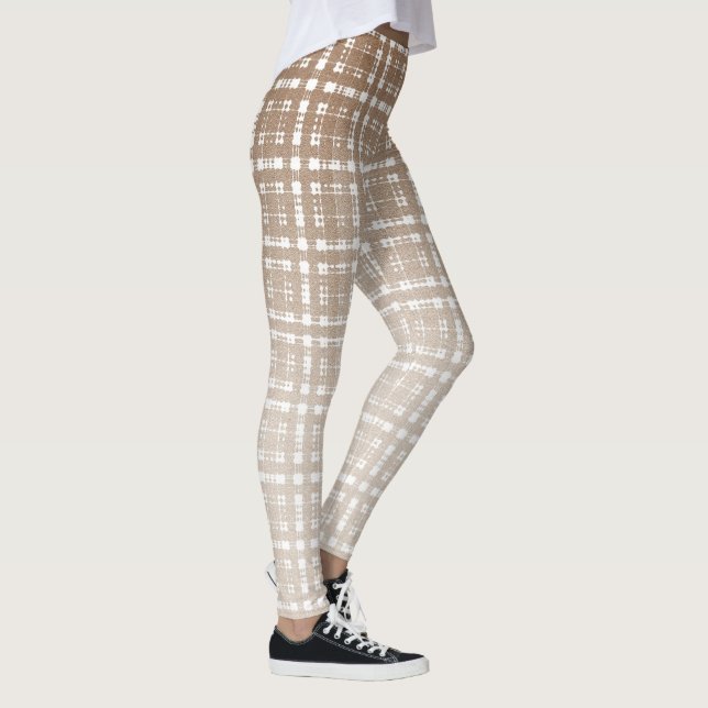 TAN Preppy Glen-Karo-karierte Mode Leggings (Rechts)