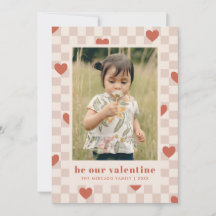 Tan Red Checkerboard Herz Valentine's Day Card
