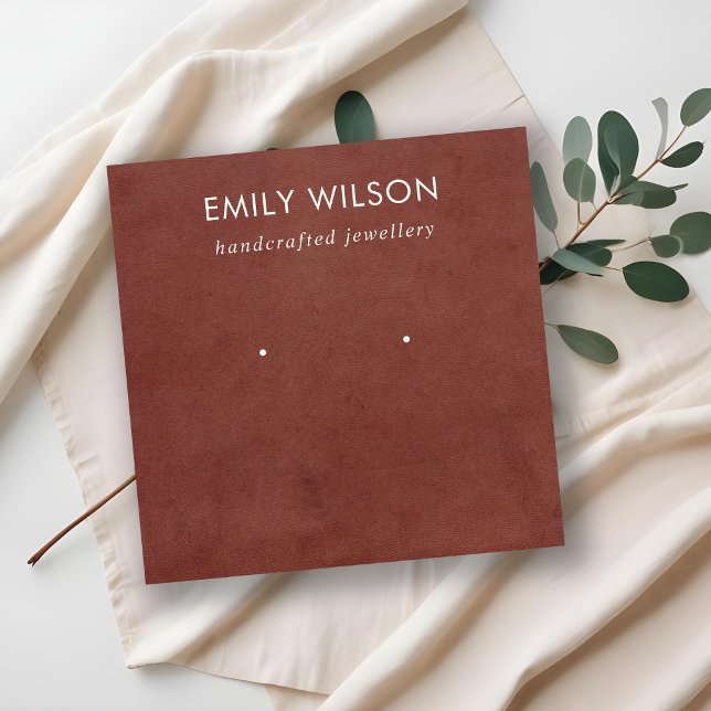 TAN RED LETHER TEXTURE STUD EARRING DISPLAD KARTE (Von Creator hochgeladen)