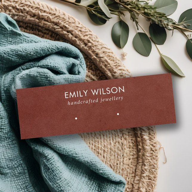 TAN RED LETHER TEXTURE STUD EARRING DISPLAD KARTE (Von Creator hochgeladen)