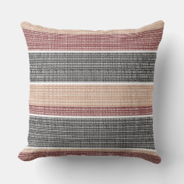 Tan Red Schwarz-weiß Tiny Squares dicke Stripes Kissen