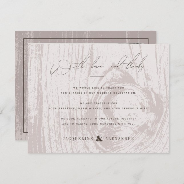 Tan Rustic Woodgrain Herbstliche Hochzeit im Herbs Einladung (Vorne/Hinten)