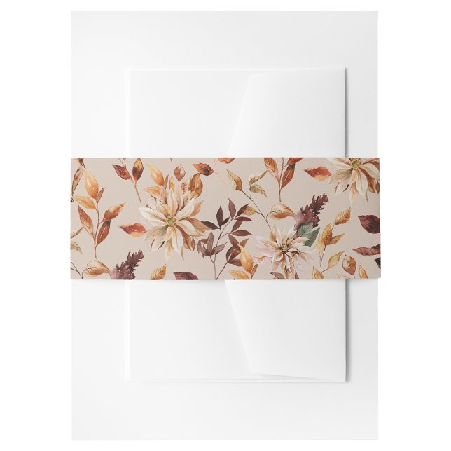 Tan Rustikaler Herbst lässt Einladung Bauchband Einladungsbanderole (Tan Rustic Autumn Leaves Invitation Belly Band by Painted Paperie
)