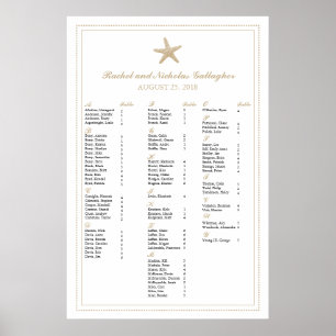 Tan Sand Graceful Starfish 24 x 36 Seating Chart Poster