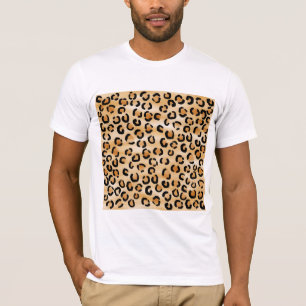 TAN, Schwarzes und Brown-Leopard-Druck-Muster T-Shirt