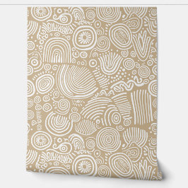 Tan Serenity: Whimsical Doodle Tapete