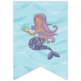 Tan Skin Lila Meerjungfrau unter dem Meer Geburtst Wimpelkette