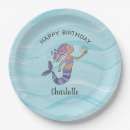 Tan Skin Lila Mermaid Birthday Pappteller