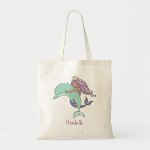Tan Skin Lila Mermaid mit Dolphin Tragetasche