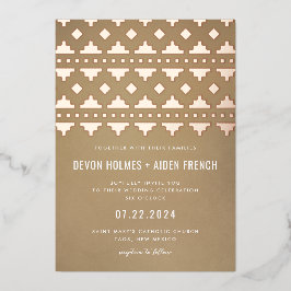 Tan Southwest Gleam Wedding Rose Gold Folieneinladung