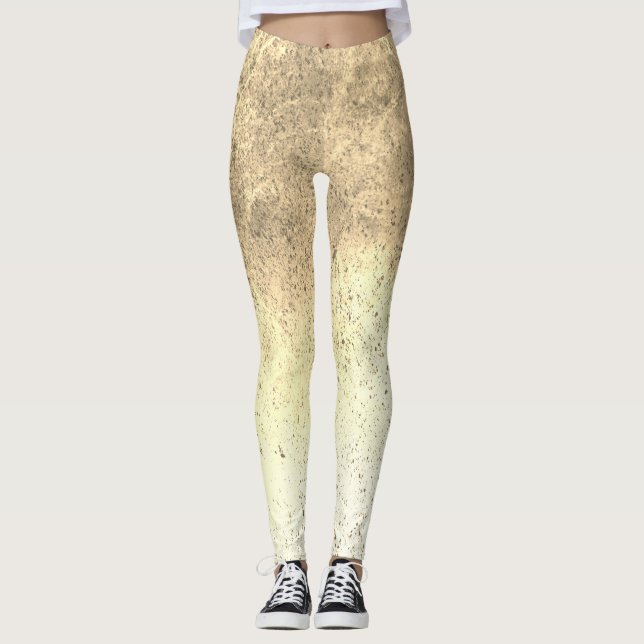 Tan Speckled Grunge Abstrakt Leggings (Vorderseite)