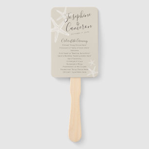 Tan Starfish Beach Wedding Program Fan Fächer