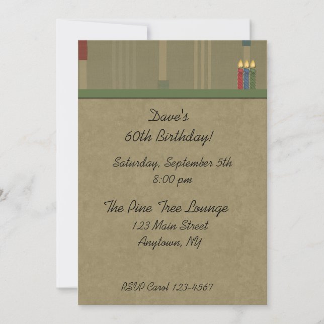 Tan Stripe Masculine zum Geburtstag Einladung (Vorderseite)