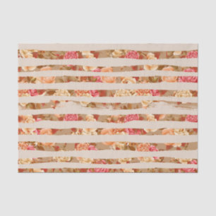 TAN STRIPEN MIT PINK PEACH & CREAM BLUME SEIDENPAPIER