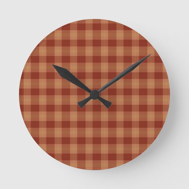 Tan Tartan Wall Clock Runde Wanduhr (Vorderseite)