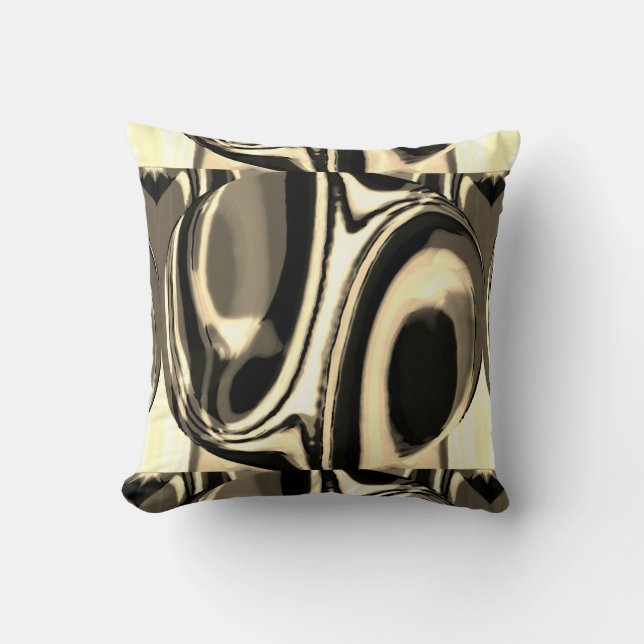 Tan Taupe Beige Brown Circular Geometric Design Kissen (Vorderseite)