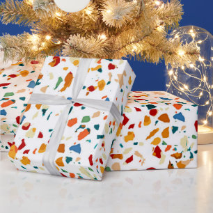 Tan Terrazzo   Eklektische verrückte Konfetti-Male Geschenkpapier