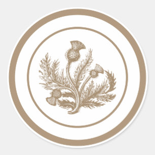 Tan Thistle Runder Aufkleber