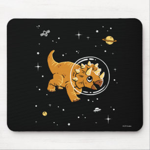Tan Triceratops Dinos im Weltraum Mousepad