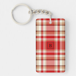 TAN u. roter karierter rechteckiger Arcylic Schlüsselanhänger