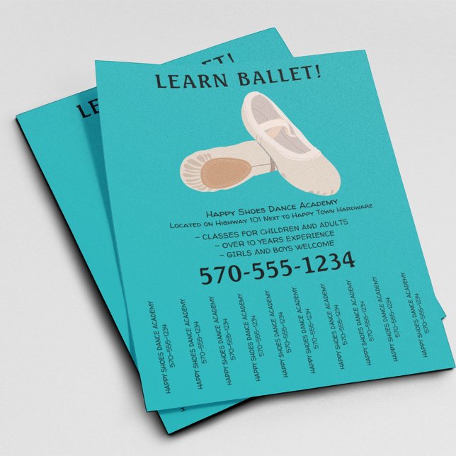 Tan und Aquamariner Balletttanz Abreißen Streifen Flyer (Von Creator hochgeladen)