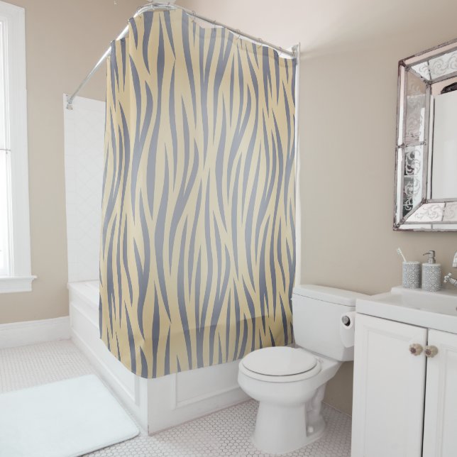 Tan und Black Zebra Stripe Duschvorhang (Beispiel)