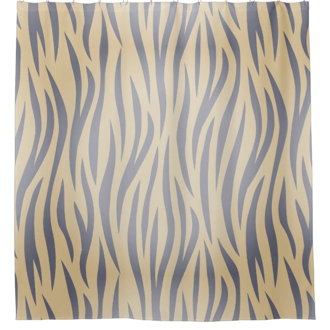 Tan und Black Zebra Stripe Duschvorhang (Vorderseite)