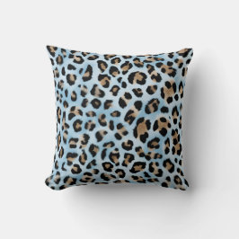 Tan und Blue Leopard Kissen