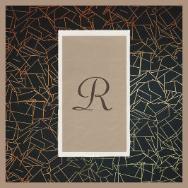 Tan und Braun Mit Monogramm Minimalistisch neutral Serviette