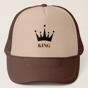 Tan und Brown King Text und Crown Image Truckerkappe