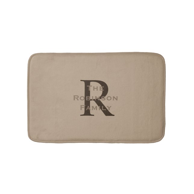 Tan und Brown Name Mit Monogramm Badematte (Vorderseite)